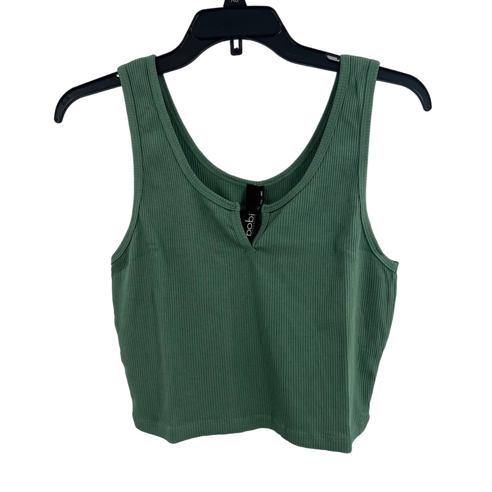Bobi Green Split Neck Cropped Tank Size‎ Large New